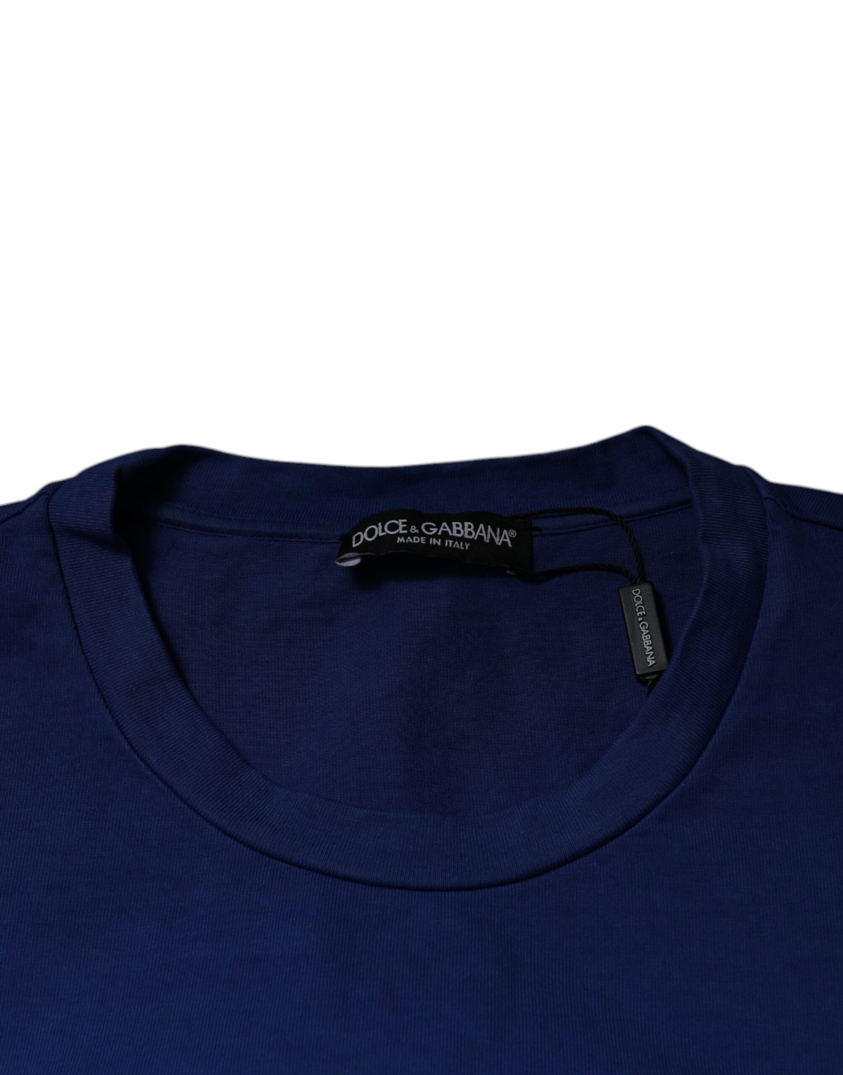 T-shirt girocollo in cotone con stampa grafica blu