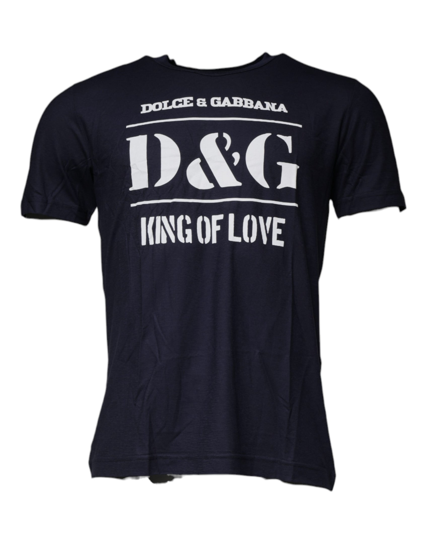 T-shirt girocollo in cotone blu D&amp;G King Of Love