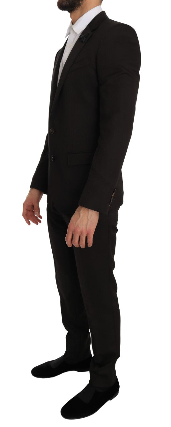 Elegante abito Martini in jacquard marrone