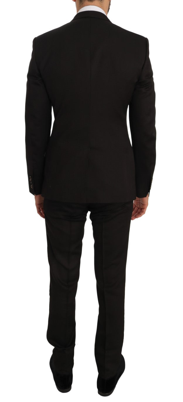 Elegante abito Martini in jacquard marrone