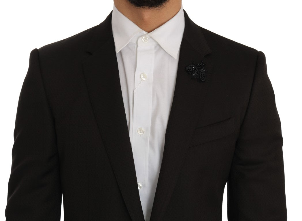 Elegante abito Martini in jacquard marrone
