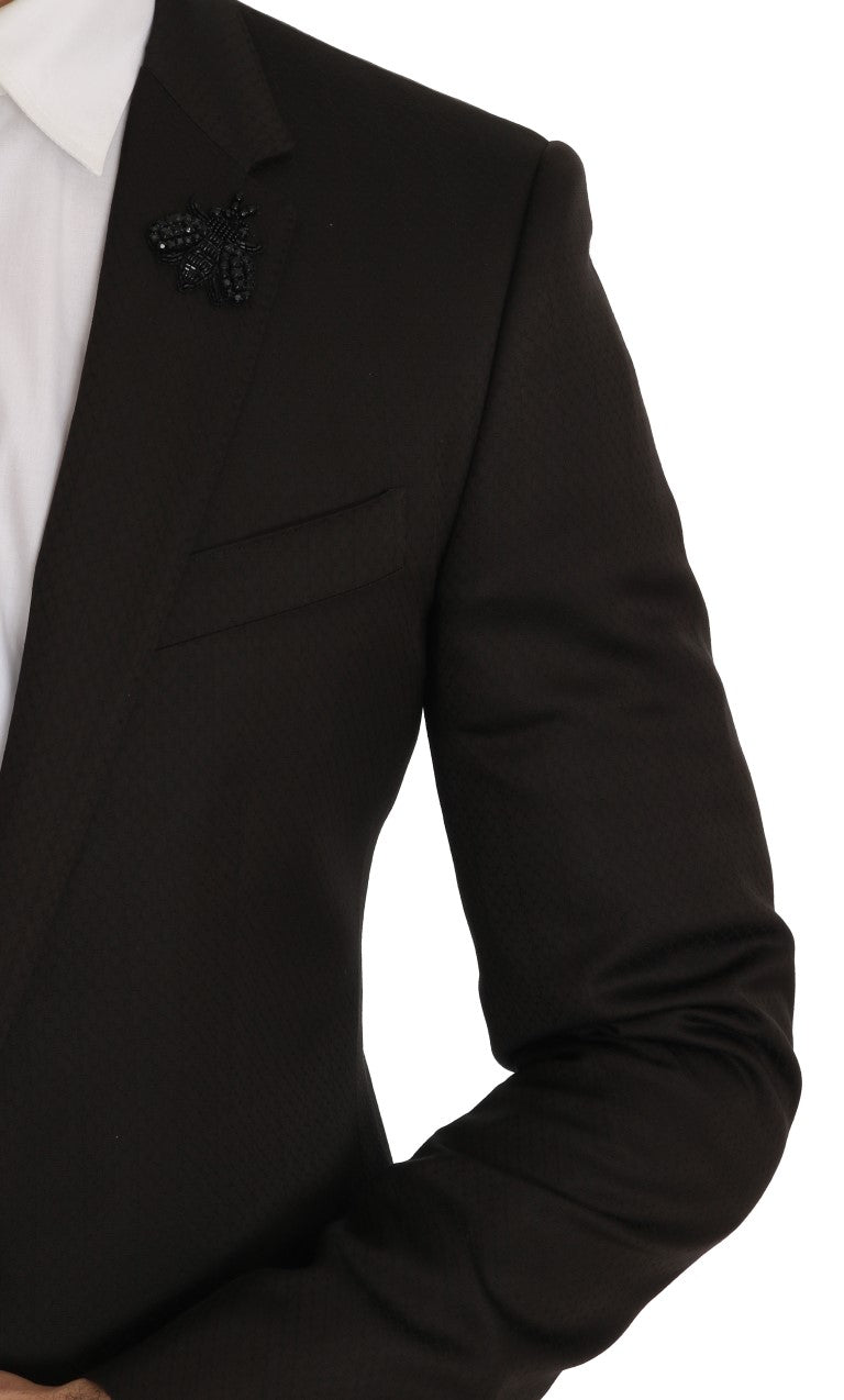 Elegante abito Martini in jacquard marrone