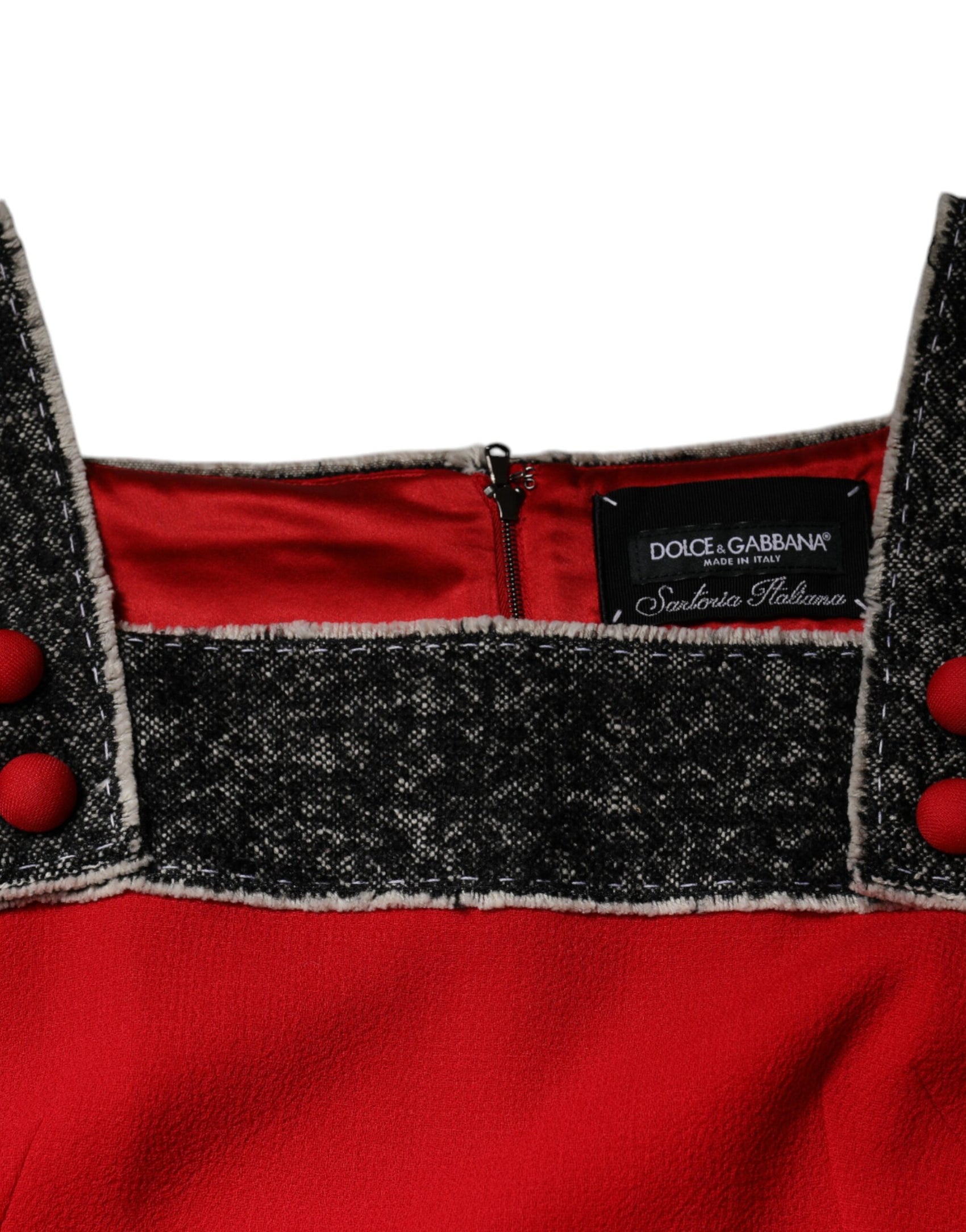 Mini abito svasato a trapezio senza maniche in lana rossa