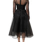 Schwarzes A-Linien-Midi-Cocktailkleid aus Tüll