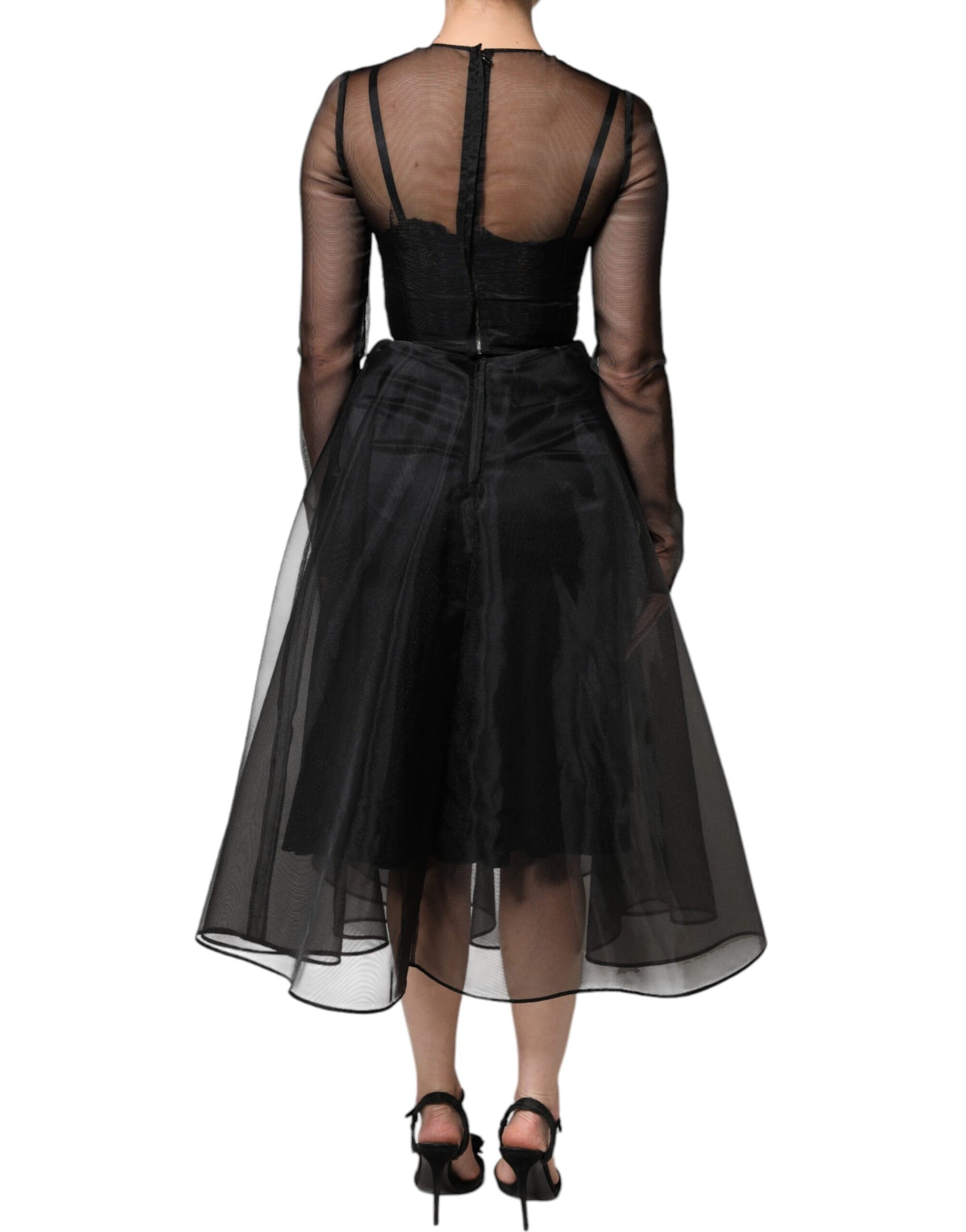 Abito da cocktail midi a trapezio in tulle nero
