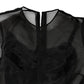 Schwarzes A-Linien-Midi-Cocktailkleid aus Tüll
