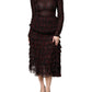 Schwarz-rotes Midikleid aus Seide mit Polka Dots