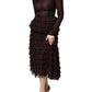 Schwarz-rotes Midikleid aus Seide mit Polka Dots