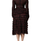Schwarz-rotes Midikleid aus Seide mit Polka Dots
