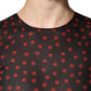 Schwarz-rotes Midikleid aus Seide mit Polka Dots