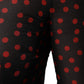 Schwarz-rotes Midikleid aus Seide mit Polka Dots