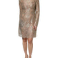 Goldfarbenes A-Linien-Etui-Minikleid mit floraler Spitze