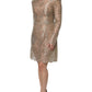Goldfarbenes A-Linien-Etui-Minikleid mit floraler Spitze