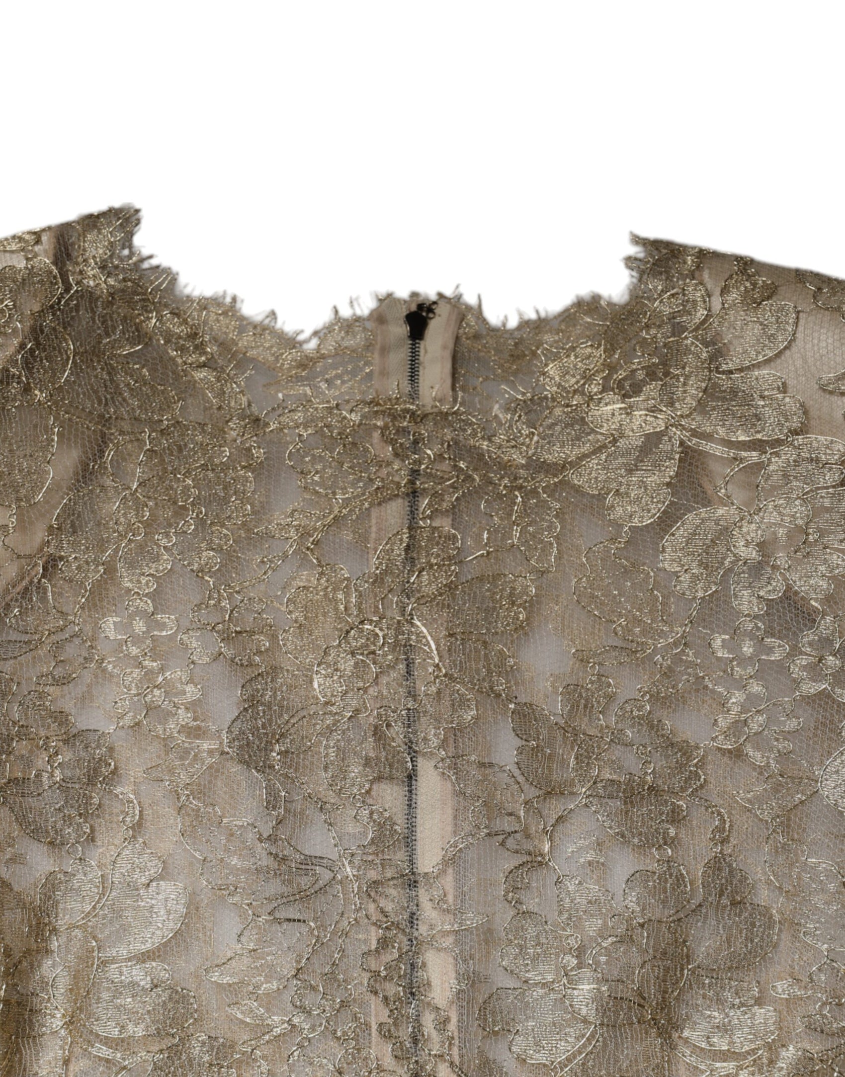 Goldfarbenes A-Linien-Etui-Minikleid mit floraler Spitze