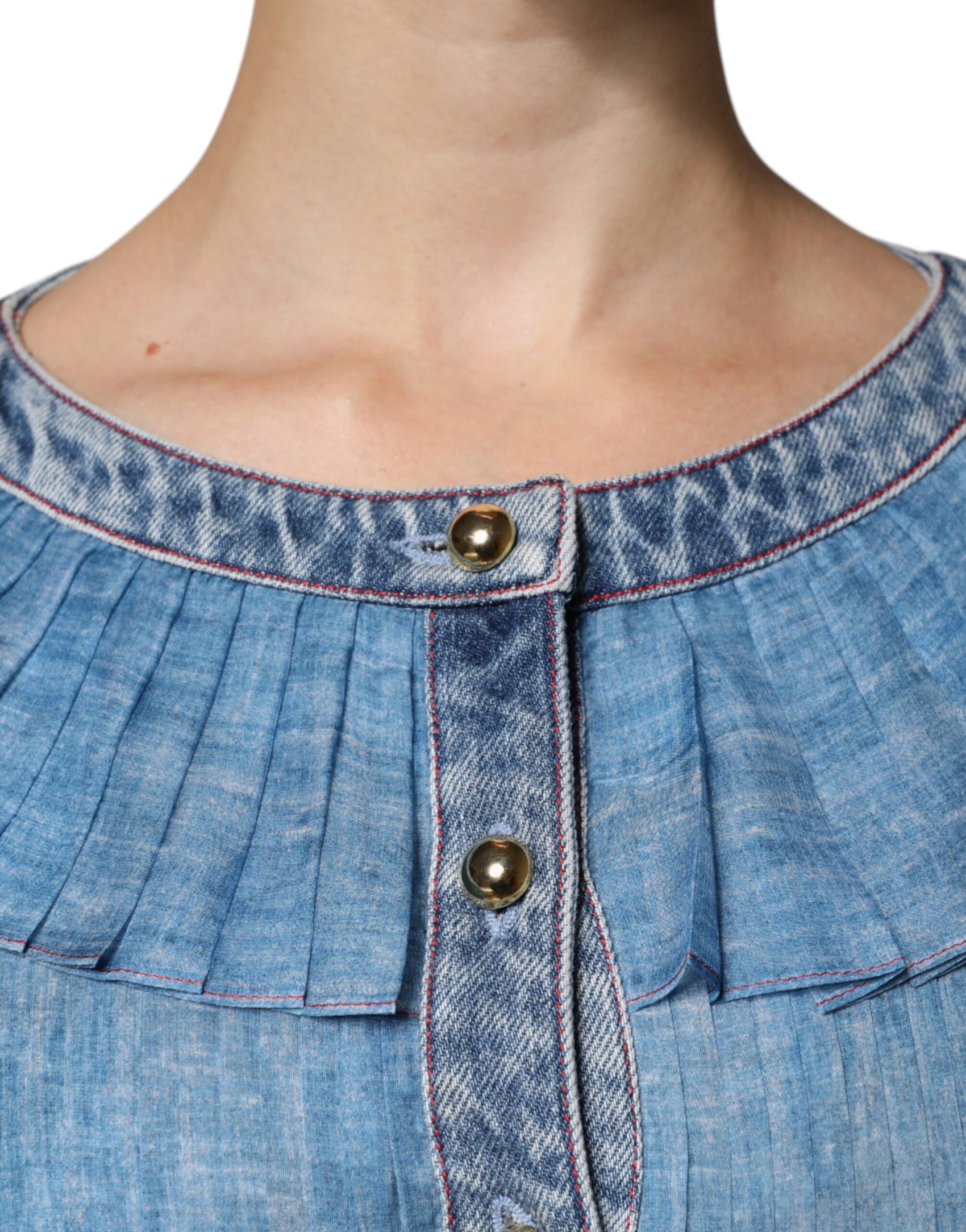 Blaues, mehrlagiges Langarmkleid