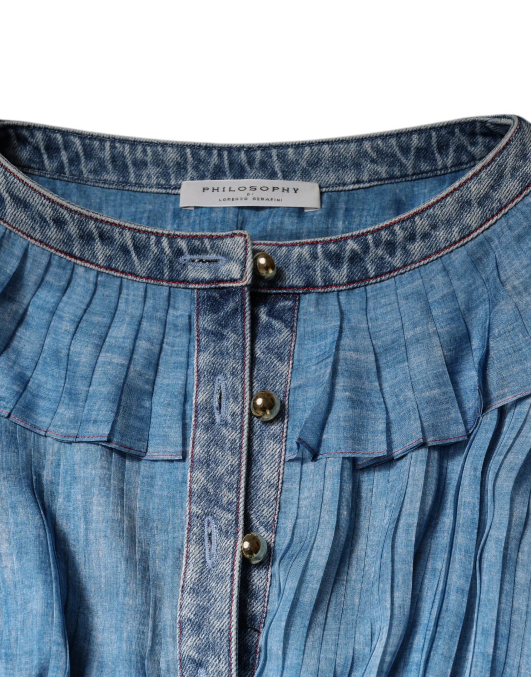 Blaues, mehrlagiges Langarmkleid