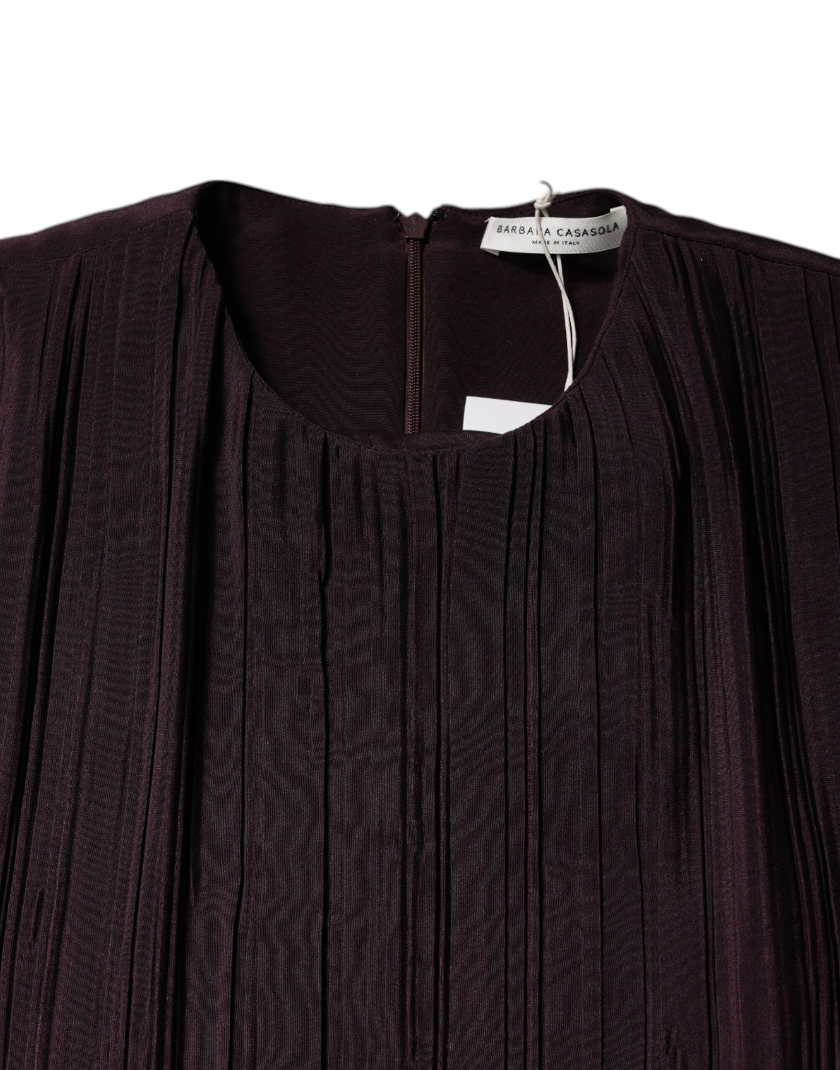 Braunes Maxikleid aus Seide mit kurzen Ärmeln