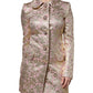 Metallic Pink Gold Jacquard Jewel Button Coat Jacket