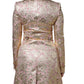 Metallic Pink Gold Jacquard Jewel Button Coat Jacket