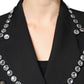 Black Crystal Double Breasted Blazer Jacket