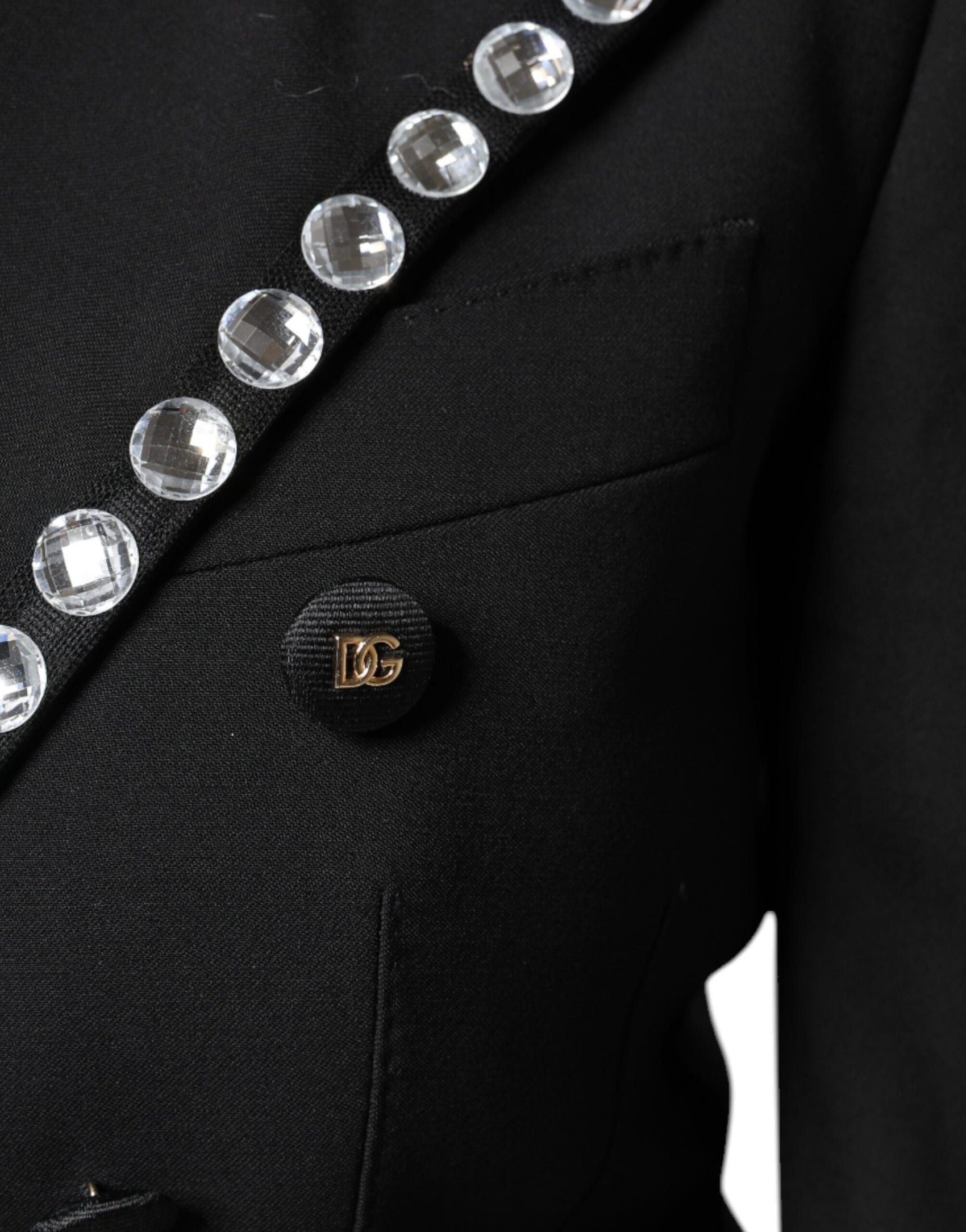 Schwarze, zweireihige Blazerjacke mit Kristallen