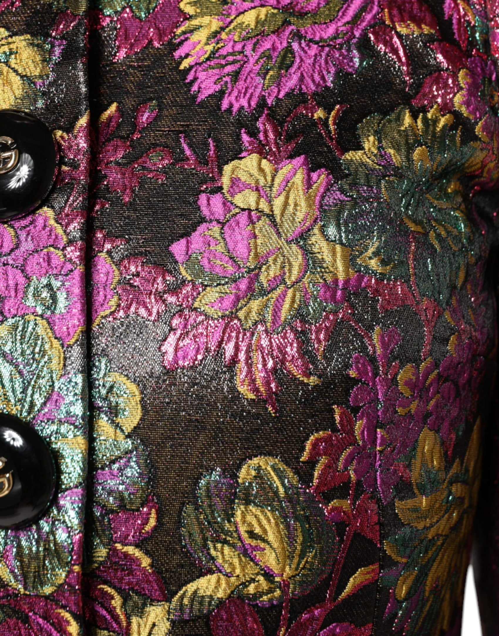 Kurze, mehrfarbige Jacquard-Jacke mit Blumenmuster