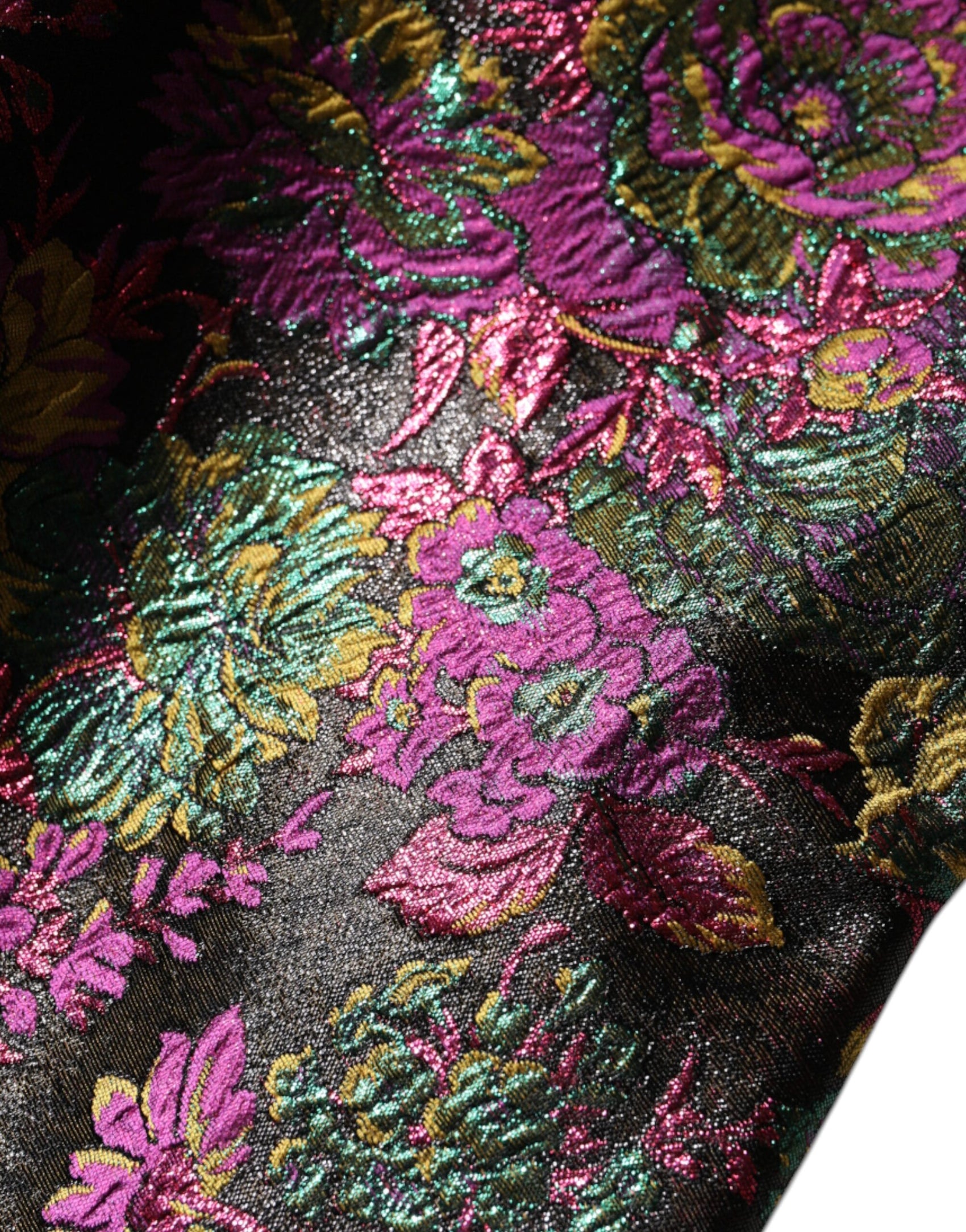 Kurze, mehrfarbige Jacquard-Jacke mit Blumenmuster