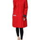 Red Jacquard Wool Women Trenchcoat Jacket