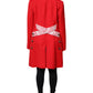 Red Jacquard Wool Women Trenchcoat Jacket