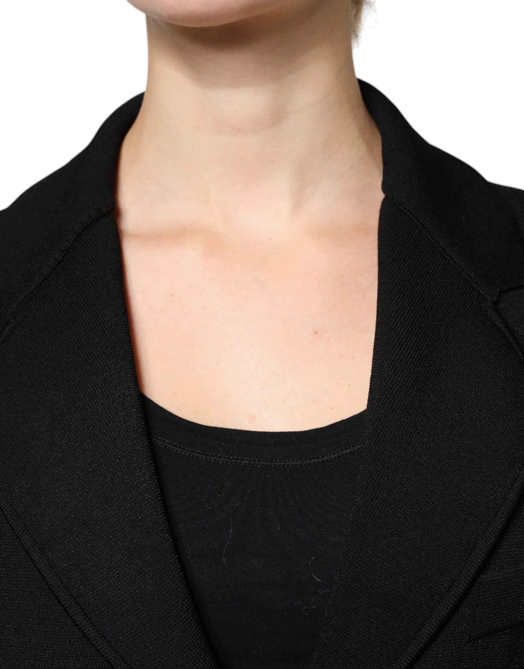 Schwarze einreihige Blazerjacke aus Viskose