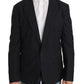 Elegant Slim Fit Striped Wool Silk Blazer