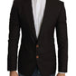 Sleek Slim Brown Virgin Wool Blazer Jacket