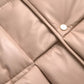 Beige Quilted Sleeveless Calf Leather Jacket