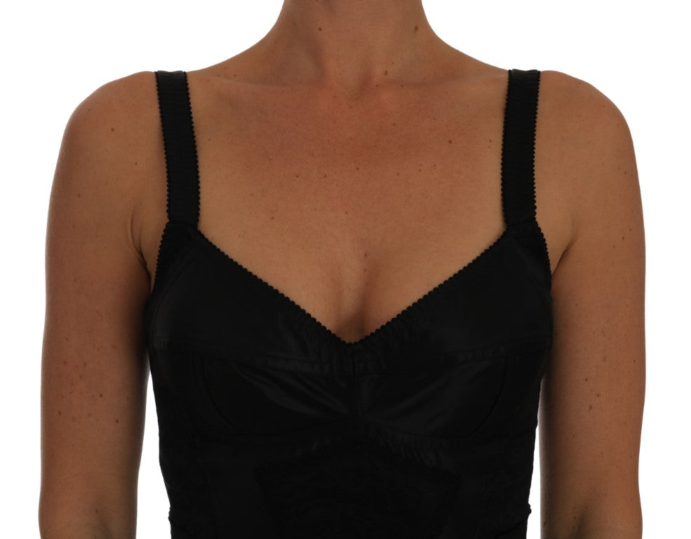 Elegante tuta elasticizzata floreale nera