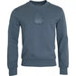 Blauer Herrenpullover mit Rundhalsausschnitt und Logo-Patch aus Baumwolle