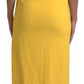 Gelbes Midikleid mit One-Shoulder-Träger und Seitenschlitz