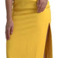 Gelbes Midikleid mit One-Shoulder-Träger und Seitenschlitz
