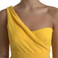 Gelbes Midikleid mit One-Shoulder-Träger und Seitenschlitz