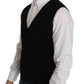 Sleek Black Cotton Formal Vest