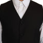 Elegant Black Silk Blend Formal Vest