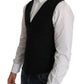 Sleek Black Wool Blend Formal Vest