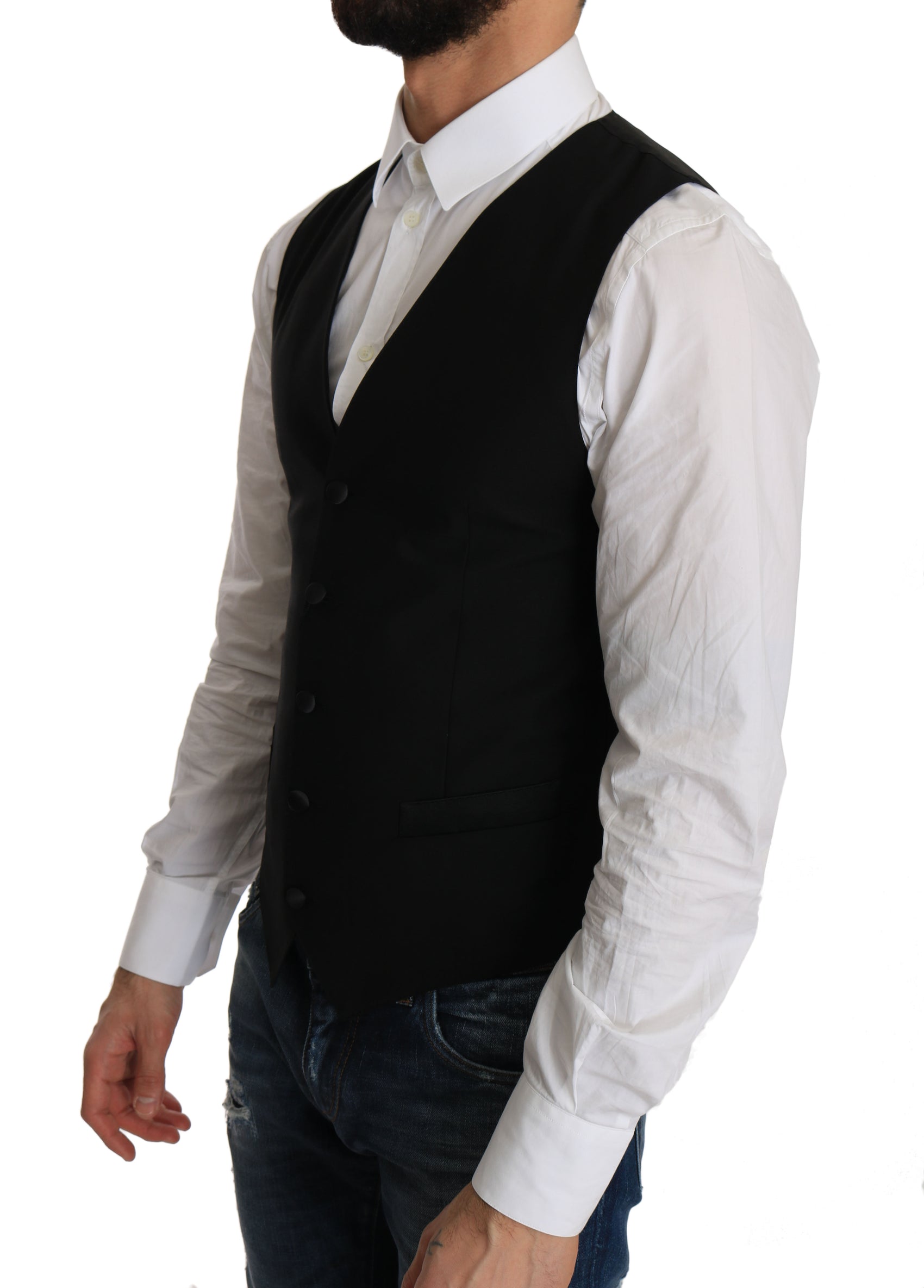 Elegante, schwarze Weste aus Wollmischung