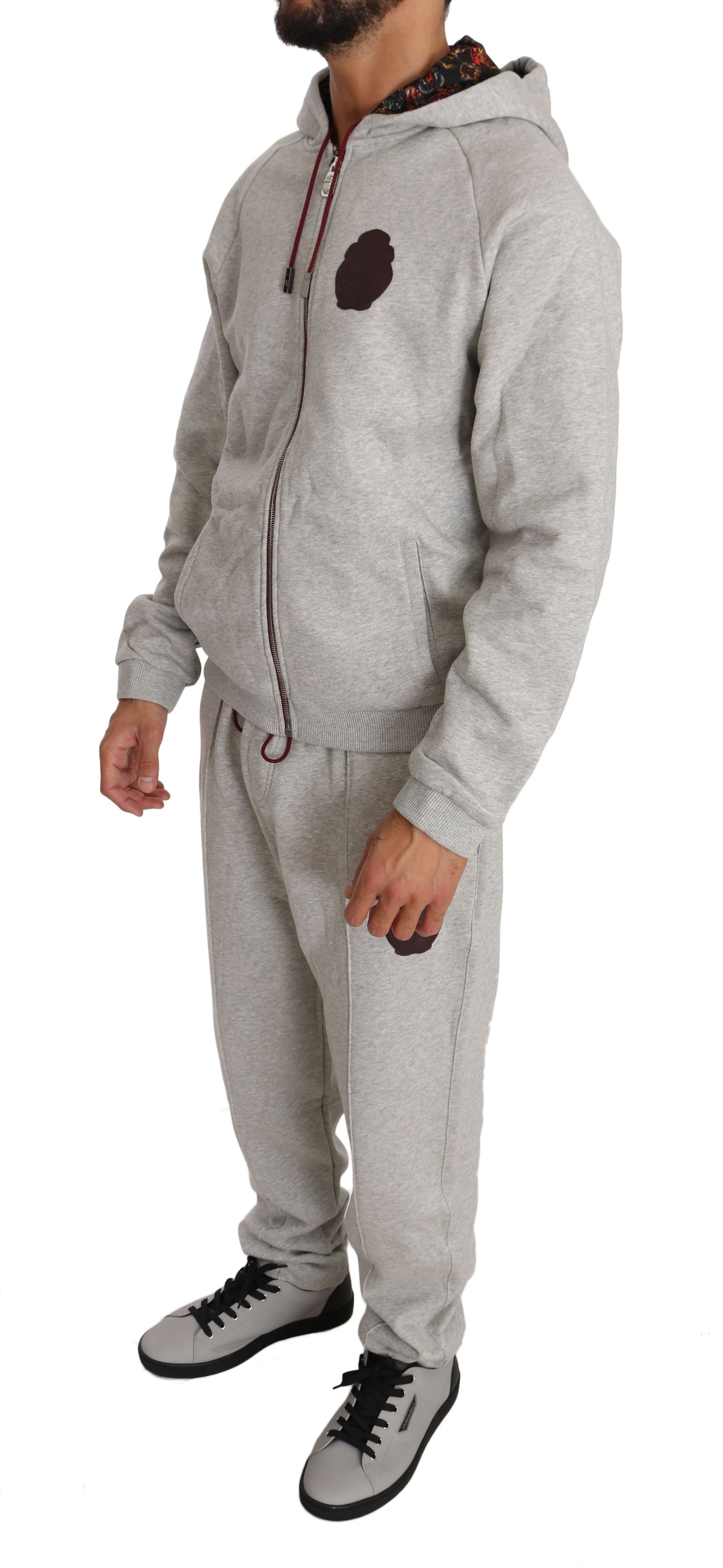 Elegantes graues Kapuzen-Sweatsuit-Ensemble