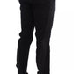 Schwarz Grau Wolle Casual Hose Streifen Hose