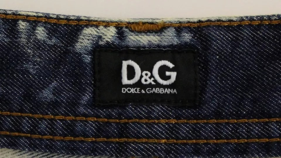 Pantaloncini in denim blu D&amp;G in cotone lavato