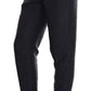 Schwarze Brokathose mit Blumenmuster und hoher Taille