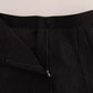 Schwarze Brokathose mit Blumenmuster und hoher Taille