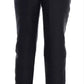 Schwarze Brokathose mit Blumenmuster und hoher Taille