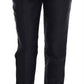Schwarze Brokathose mit Blumenmuster und hoher Taille