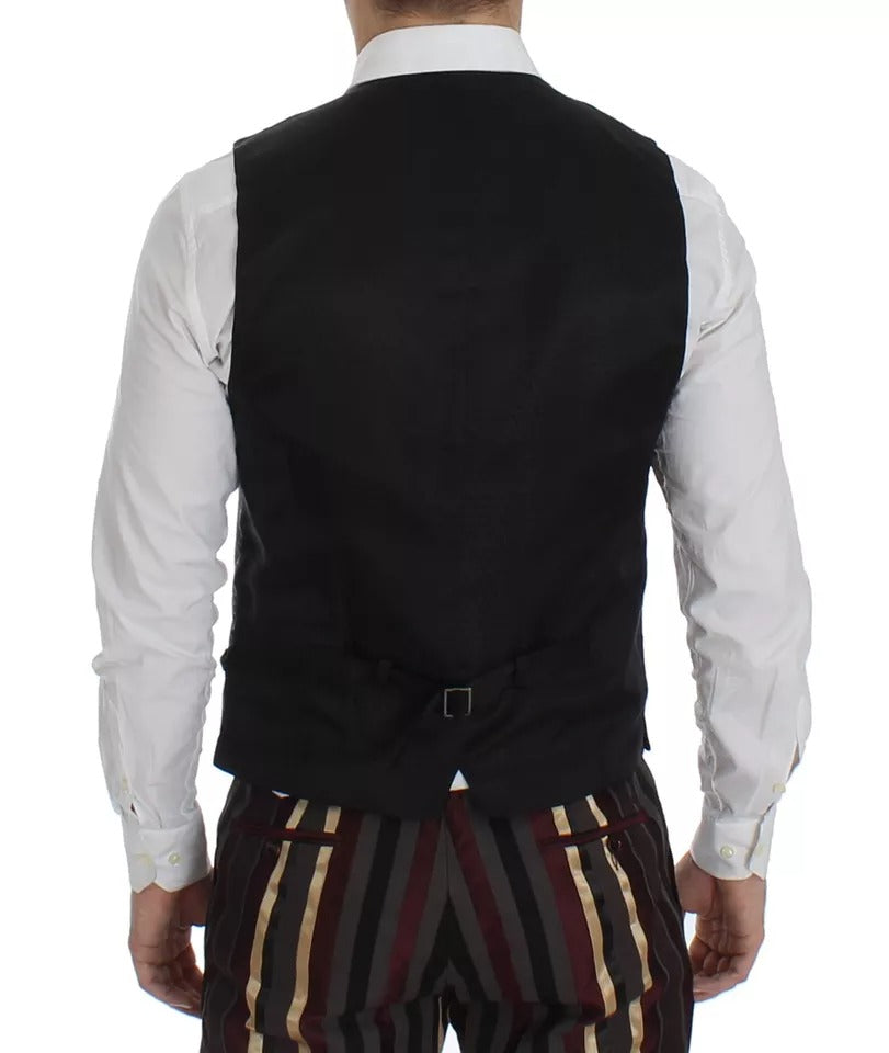Mehrfarbig gestreifter 3-teiliger Slim Fit Westeanzug
